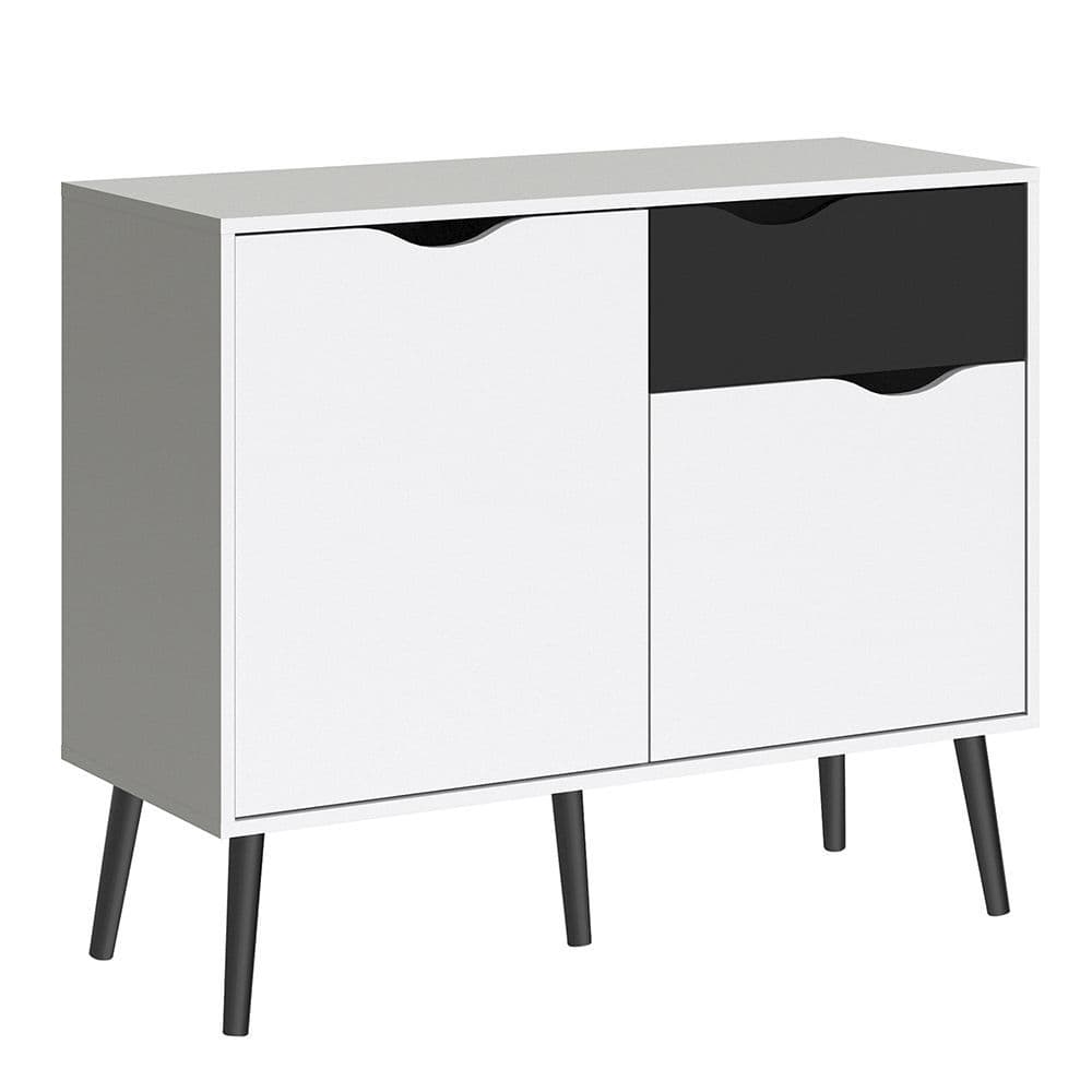 Freja Sideboard - Small - 1 Drawer 2 Doors in White and Black Matte